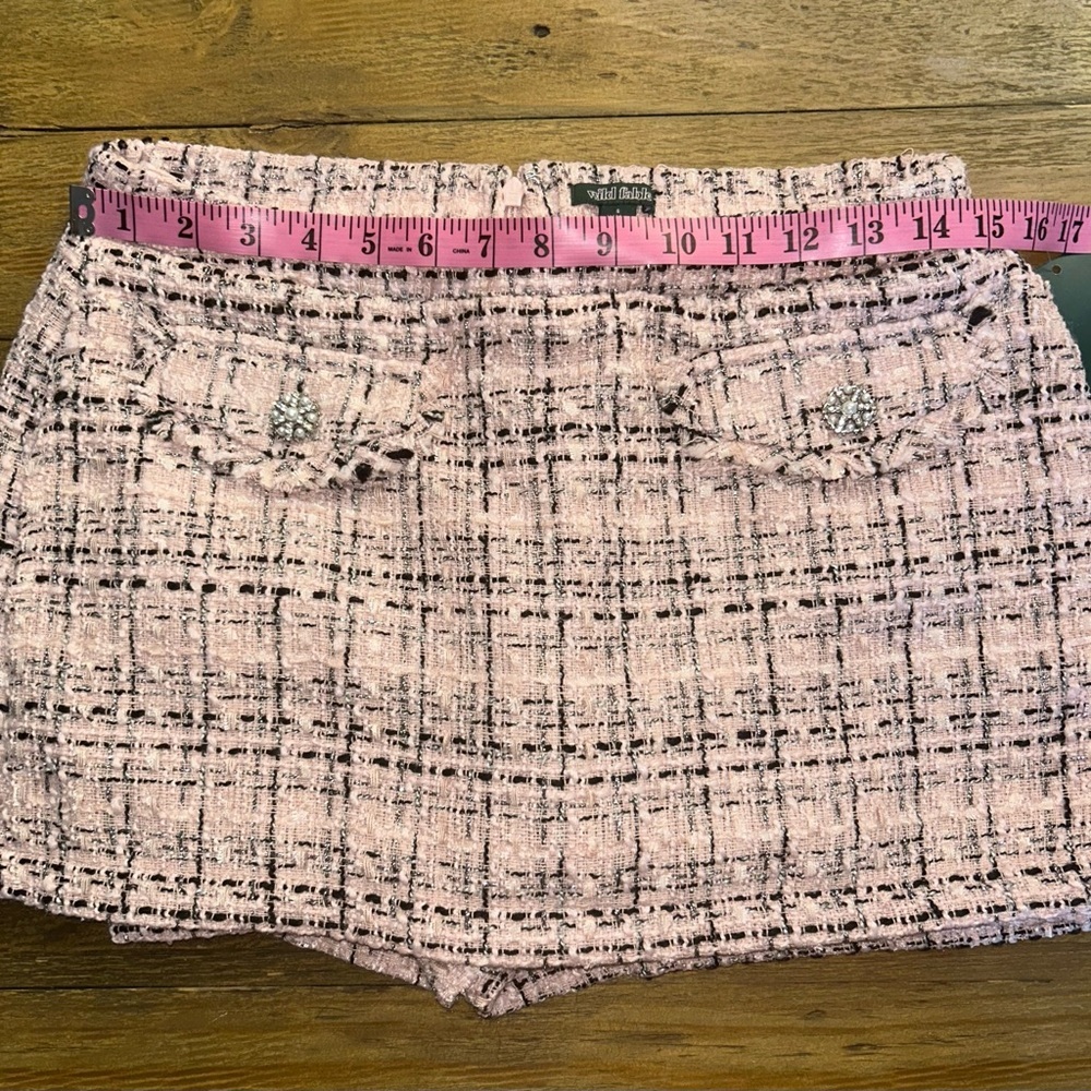 WILD FABLE Tweed Boucle Skort Mini Skirt pink black pattern Clueless Academia - Picture 13 of 15